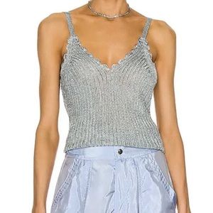 Ganni Metallic Knit Tank Top New NWT Size XL Viscose Lurex Yarn